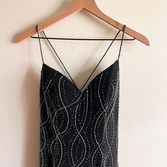 Tiffany Designs 100% Silk Black Beaded Dress Size 4 - Picture 5 of 9